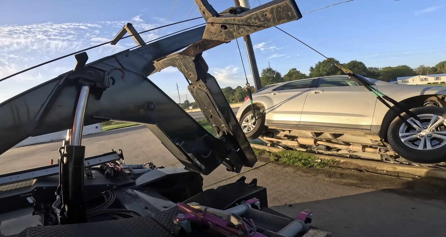 Brookline Towing Service - Professional Emergency Towing Equipment Professional tow truck with flatbed equipment ready for emergency towing service